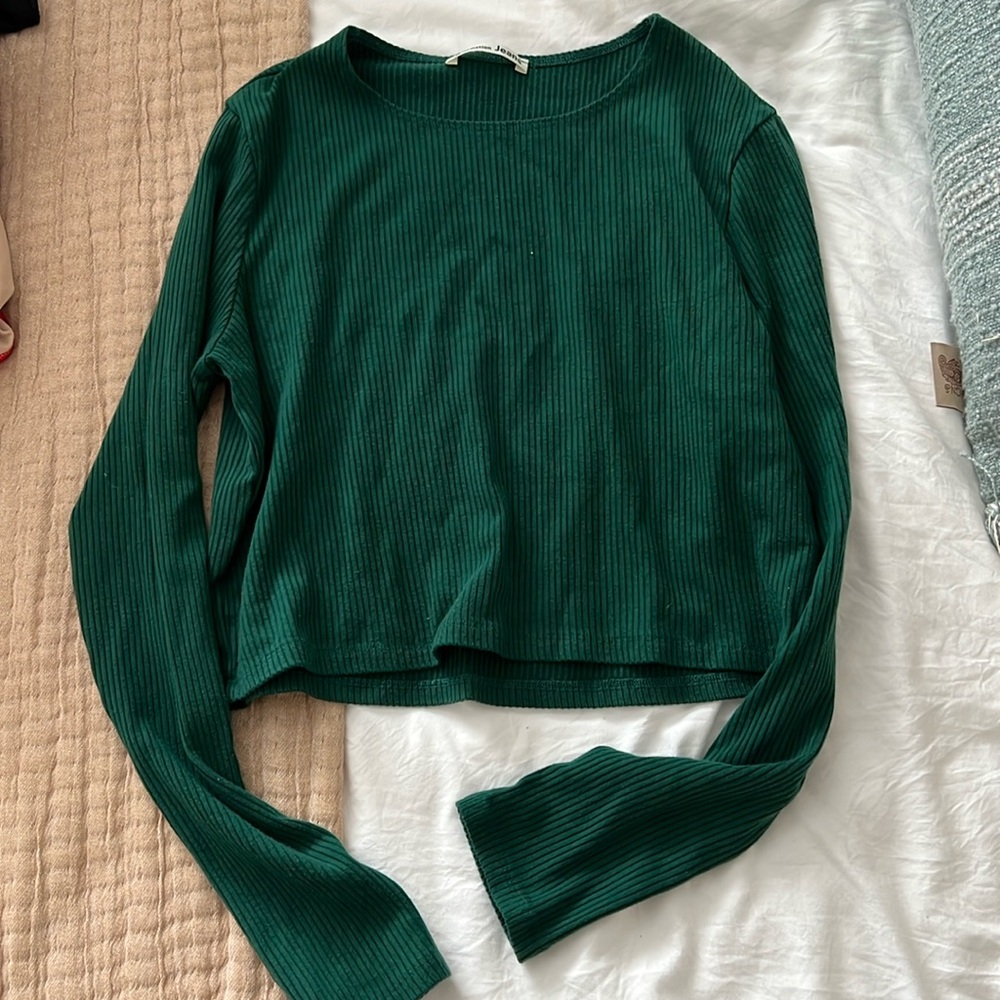 Reformation jeans green long sleeve shirt size medium